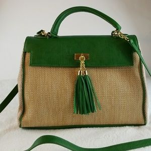 Aldo Green and Natural Woven Satchel